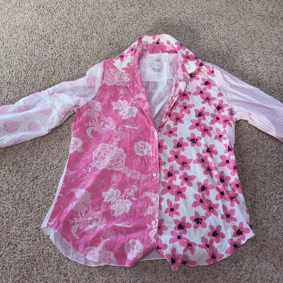 Women's Pink patterned button down-Large (Medium fit) New without tags - Picture 1 of 5